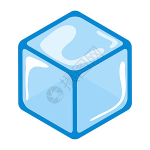 蓝色的方形矢量冰方形卡通符号 简单的矢量插图孤立在白色背景上插画