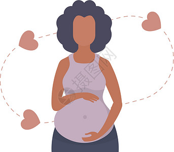 孕妇亲切地抱住她的下腹部 与世隔绝 向量日历家庭女性母亲生活数字女士广告微笑祝贺插画