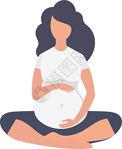 孕妇做瑜伽运动孕妇瑜伽 适合孕妇的瑜伽和运动 孤立 平面矢量图插画