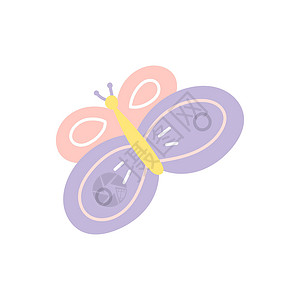 蝴蝶样式素材可爱的蝴蝶 用手绘画样式绘制的矢量平板插图插画