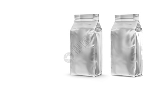 包装插图建军白色背景上孤立的空白金属胶袋袋 3d 显示插图 增加文本复制空间小样小吃洗涤剂产品合金食物包装金子修剪密封背景