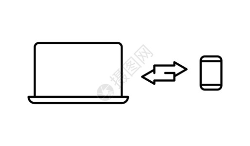 智能手机和笔记本电脑线图标 连接或同步设备线性象形图 手机和计算机大纲图标的同步 可编辑的中风 孤立的矢量图笔画下载展示插图标识背景图片