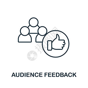 观众反馈图标 社交媒体营销系列中的线条元素 用于网页设计 信息图表等的线性观众反馈图标标志背景图片