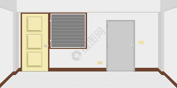 房间门口公寓内或室内建筑结构 有厕所排气孔的后门 矢量说明eps10插画