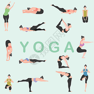 后仰式瑜伽健身瑜伽代表健身女体操能量矢量插图设计图片