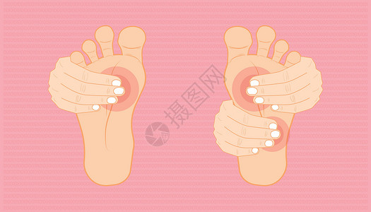 贝伦两只手按摩脚 保持健康 放松 减轻压力 矢量插图eps10插画
