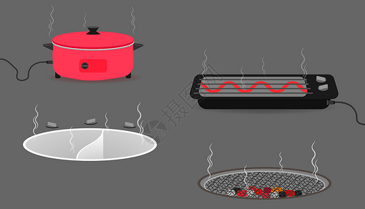 装有锅炉烤面包机的一套厨房设备 矢量说明eps10高清图片