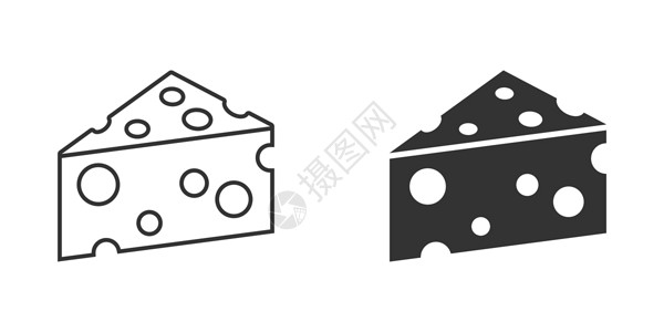 瑞士图标平式奶酪切片图标 孤立背景的牛奶食物矢量插图 早餐标志商业概念 等等小吃网络标识三角形白色产品黄油黄色横幅插画