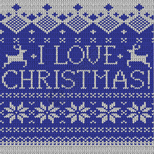针织工艺我爱圣诞节 斯堪的纳维亚无缝编织式与鹿卡片驯鹿奇思妙想季节明信片织物针织品手工羊毛墙纸插画