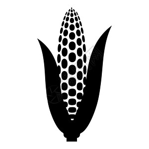 玉米饲料Corn 耳朵图标黑色矢量插图图像平板样式插画