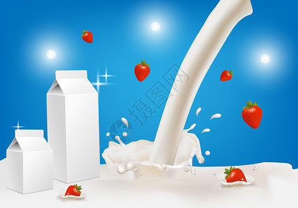 你要咋要让产品开胃 你需要做一个牛奶喷洒 并添加红草莓水果运动蓝色插图墙纸甜点海浪饮食奶制品奶油酸奶插画