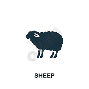 羊毛标志羊图标 用于模板 网页设计和信息图形的单色简单羊图标食物牛肉农场动物羊毛艺术插图婴儿标识猪肉插画