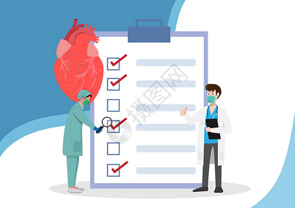 视功能检查医生用剪贴板上显示的值检查心脏健康 体力和内心功能 平面矢量图解插画