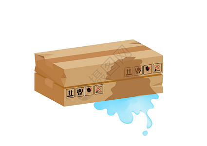 瓦楞纸盒被损坏的湿纸箱 产品包装 撕破棕色包装 白色背景隔离的符号纸 平式卡通插图矢量插画