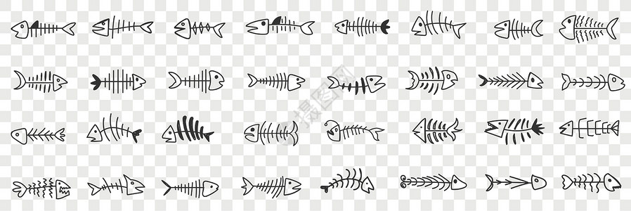 三文鱼骨鱼骨头图案涂面板设计图片