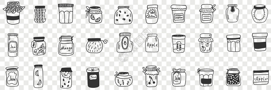 果酱包装罐和食品包装箱容器;设计图片