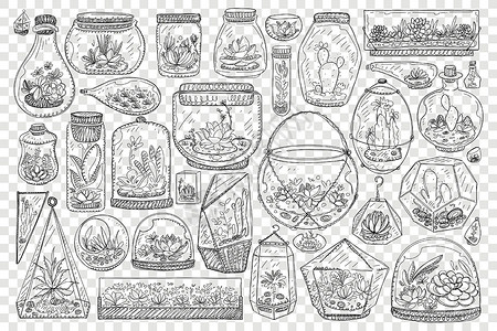 手绘罐子种植仙人掌涂面套的奖杯设计图片