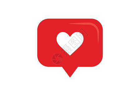 像图标通知一样 社交网络的心脏社会投票追随者按钮朋友们红色背景图片