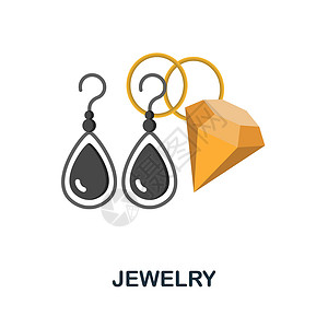 珠宝网页珠宝平面图标 庆祝系列中的彩色元素标志 平面珠宝图标标志 用于网页设计 信息图表等插画