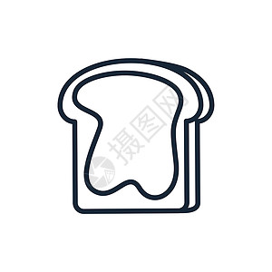烤面包早晨白色背景上烤面包的时尚薄线图标 - 矢量插画