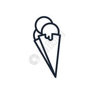 冰糖牛奶炖木瓜白色背景上隔绝的时尚薄细线冰淇淋图标  矢量香草小吃冰糖茶点产品玻璃奶油牛奶服务收藏插画