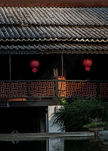 古老的宋太豪宅是十九世纪的中国院子屋大厦建筑历史文化老房子装饰阳台游泳池旅行风味背景图片