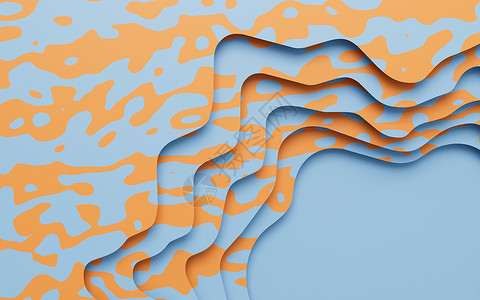 切纸和多层解药背景 3D投影图层多层剪纸曲线折纸横幅海浪创造力蓝色卡片背景图片