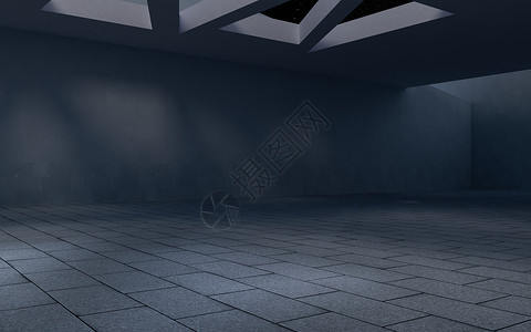 暗混凝土室 神秘的场景 3D翻接地面仓库水泥建筑学展示薄雾房间建筑车库渲染背景图片
