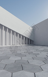空室外地面背景 3D翻译石头工程几何学阴影正方形渲染六边形灰色建筑学建筑背景图片