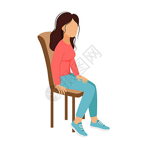 没做完坐在椅子上的妇女孤立矢量插图插画
