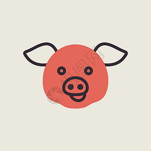 猪矢量图标 动物头矢量食物火腿小猪家畜熏肉哺乳动物猪肉农场农业插图背景图片