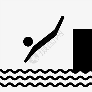 转到授业解惑正在跳转到水标志处的潜水人向量图标插画