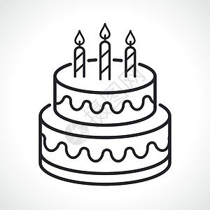生日蛋糕薄线图标高清图片