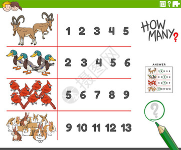 野山羊计算与动漫漫画动物字符有关的教育任务设计图片