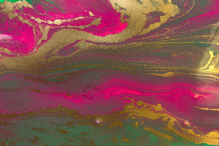 暗流涂料背景 金色和紫色液体墨水粉色海浪艺术艺术品绿色大理石金子背景图片