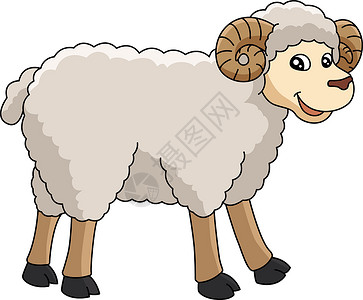 Sheep 卡通彩色剪贴板插图手绘母羊儿童涂鸦绘画孩子们颜色孩子动物艺术背景图片