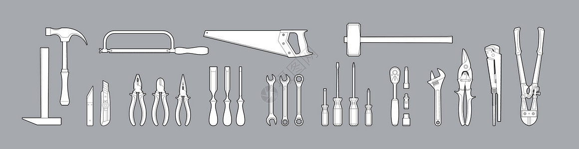 钢丝钳工具修理图标集 锁匠和木工工具-矢量说明 概念-修复故障插画