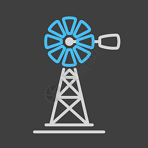 风泵平板矢量图标农民黑色农业农田牧场农场螺旋桨转子插图力量背景图片