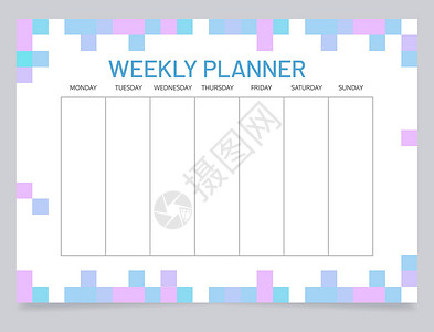 议程时间表每周工作表设计模板规划器插画
