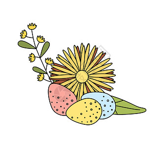 春季复活节插图 有鸡蛋的花粉成分背景图片