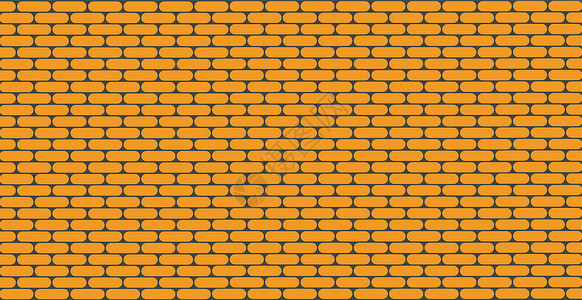 全景背景纹理 平滑橙色砖瓦-矢量背景图片