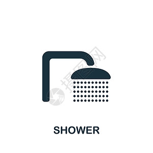 卫生间图淋浴图标 用于模板 网络设计和信息图的单色简单图标插画