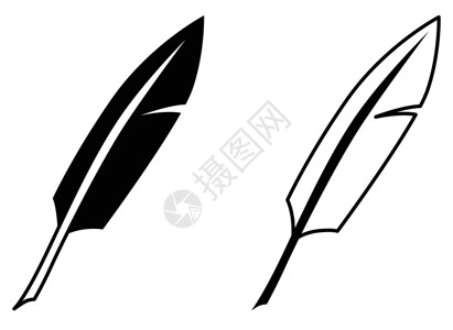 黑棕鹅简单的写羽毛图标 黑白版设计图片