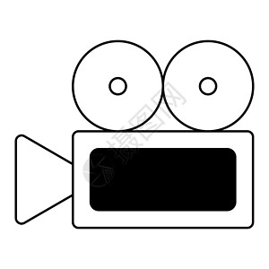 卷腹运动电影摄像图标 用于拍摄 带有胶带卷的倒影摄影机插画