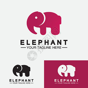 大象 Logo 矢量设计模板乐趣黑色树干动物园创造力野生动物插图卡通片蓝色白色背景图片