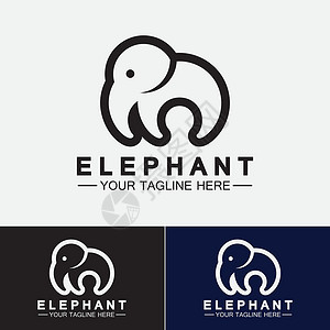 大象 Logo 矢量设计模板创造力力量插图蓝色野生动物乐趣动物艺术标识动物园背景图片