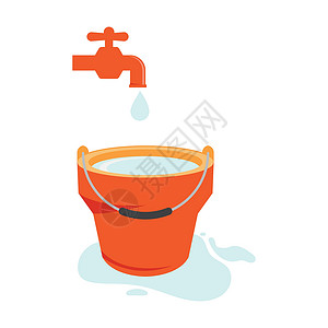 水桶标识水桶图标标识水滴园艺金属流动淋浴家庭塑料液体工作插画