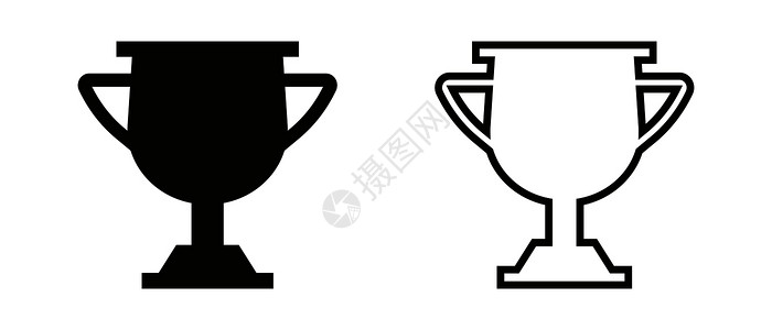 华为荣耀10一个黑白奖杯的图标 冠军和奖项 冠军杯 矢量 EPS10设计图片