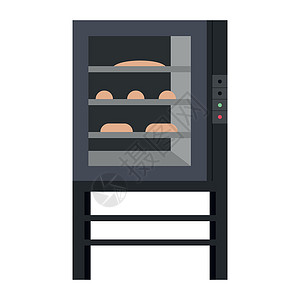 开放的面包烤炉半平板彩色矢量物体插画