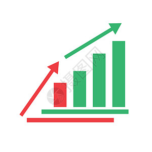 向上生长逐步向上向箭头和条形图图标 矢量设计图片